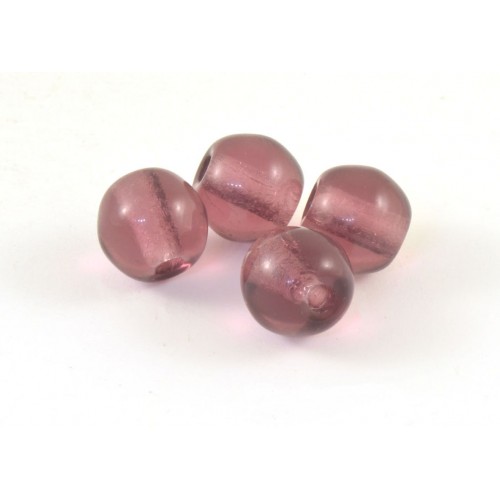 AMETHYST 8 TO 9MM ROUND GLASS BEAD